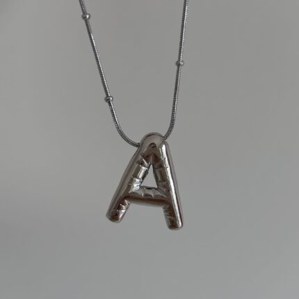 Çelik Bubble Harf Kolye (Gümüş Renk-A)