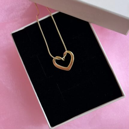 Çelik Düğüm Kalp Kolye (Altın Renk-Model 2)