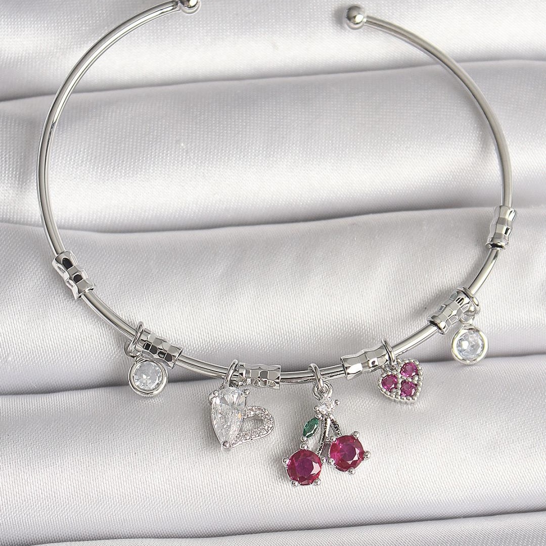 IMG_6466 Cherry Charm Bileklik (Gümüş Renk) - Görsel 1