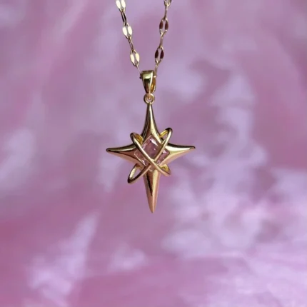 Çelik Pole Star Kolye (Altın Renk-Model 2)