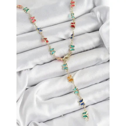 Zirkon Kelebek Taşlı Y Kolye (Altın Renk)