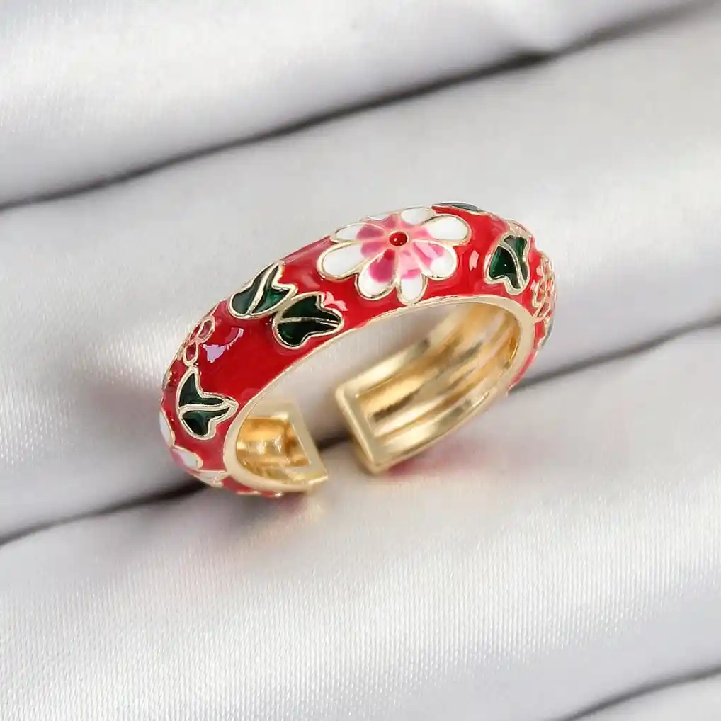 Mineli Çiçek Yüzük (Kırmızı) Görsel 1 Mineli Çiçek Yüzük (Kırmızı) - Görsel 1