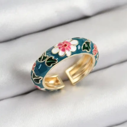 Mineli Çiçek Yüzük (Mavi)