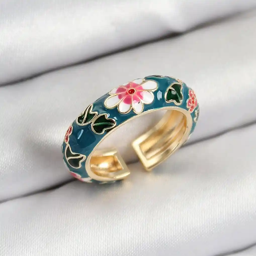 Mineli Çiçek Yüzük (Mavi) Görsel 1 Mineli Çiçek Yüzük (Mavi) - Görsel 1